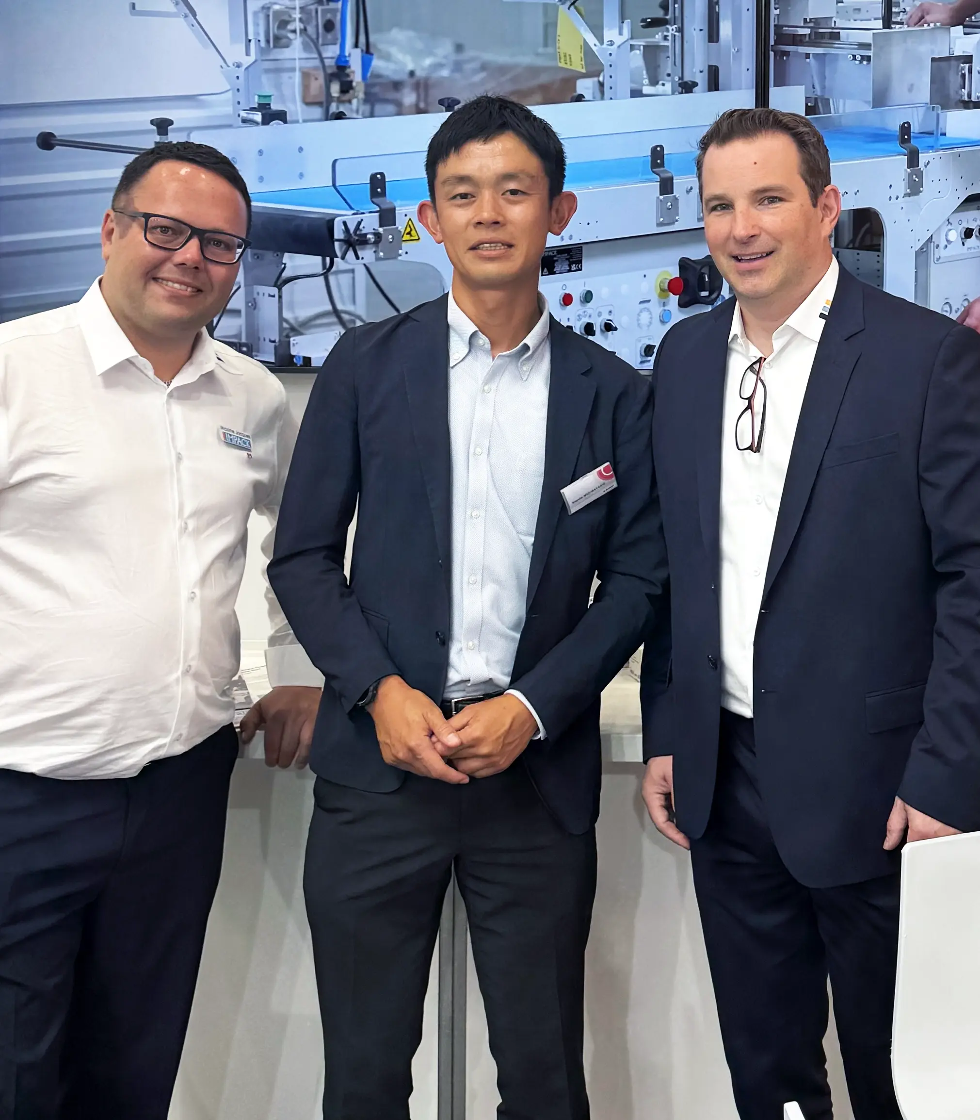 maxime, Bobst Japan's Hayato and Dominic pose for a photo